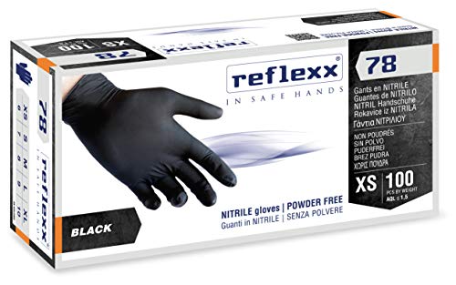 Reflexx R78/XL Puderfreie Nitrilhandschuhe, Größe XL, Schwarz, 100 Stück Reflexx R78/XL Puderfreie Nitrilhandschuhe, Größe XL, Schwarz, 100 Stück von REFLEXX