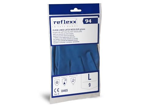 Reflexx R94/S Handschuhe wiederverwendbar Latex zweifarbig Fleece Gr 80, 50 Stück, Größe S, gelb/blau Reflexx R94/S Handschuhe wiederverwendbar Latex zweifarbig Fleece Gr 80, 50 Stück, Größe S, gelb/blau von REFLEXX