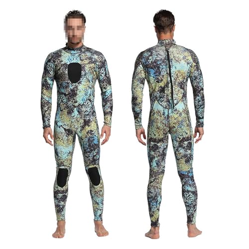 Camouflage Ultra-Stretch-Neoprenanzug, 3mm, Reißverschluss hinten, Herren Ganzkörper-Tauchanzug, Einteilig, für Männer, Schnorcheln, Tauchen, Schwimmen, Surfen, Sporthaut, Speerfischen,Ganzkörperanzug von REIJAX