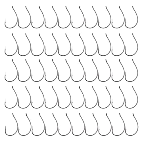 Angelhaken mit Widerhaken, versetzter Kreishaken, Karbonstahl, 5 Arten #3#1, 0#2/0, 50 Stück von REITINGE