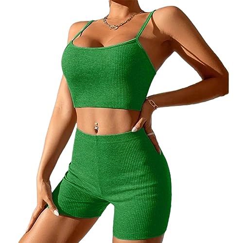 REITINGE Damen-Workout-Set, 2-teilig, nahtlos, Yoga-Outfits, Shorts und Sport-BH, passendes Fitness-Kleidungs-Set, Sport-Outfits von REITINGE