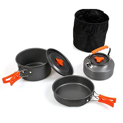 REITINGE Outdoor Camping Kochgeschirr-Set Topf Bratpfanne Teekanne Wasserkocher mit Aufbewahrungstasche Utensilien von REITINGE