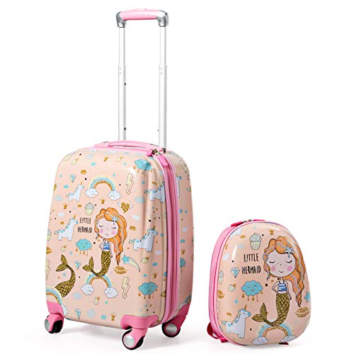 RELAX4LIFE 2 Stück Handgepäck-Set für Kinder, 12" & 18" Kinderkoffer mit 4 Spinnrädern und höhenverstellbarem Griff, Reißverschlussfach, Reiserollwagen für Mädchen, Geschenk für Kleinkinder RELAX4LIFE 2 Stück Handgepäck-Set für Kinder, 12" & 18" Kinderkoffer mit 4 Spinnrädern und höhenverstellbarem Griff, Reißverschlussfach, Reiserollwagen für Mädchen, Geschenk für Kleinkinder von RELAX4LIFE