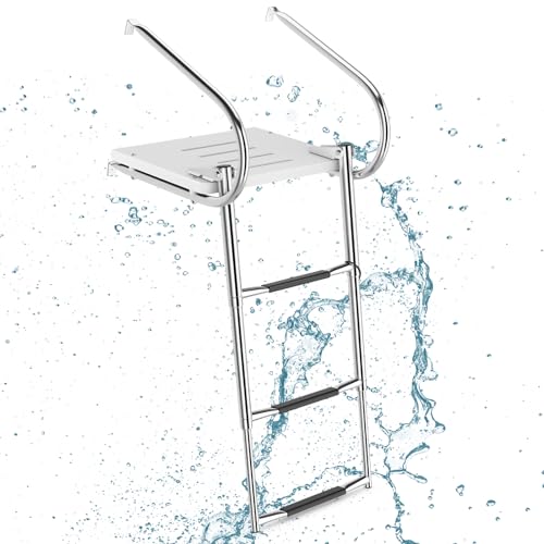 RELAX4LIFE Bootsleiter mit Plattform, Poolleiter 3 Stufen, Teleskopleiter mit Handlauf & Rutschfesten Stufen, Tragkraft 227 kg, Schwimmbadleiter für Schwimmbad Deck Boot RELAX4LIFE Bootsleiter mit Plattform, Poolleiter 3 Stufen, Teleskopleiter mit Handlauf & Rutschfesten Stufen, Tragkraft 227 kg, Schwimmbadleiter für Schwimmbad Deck Boot von RELAX4LIFE