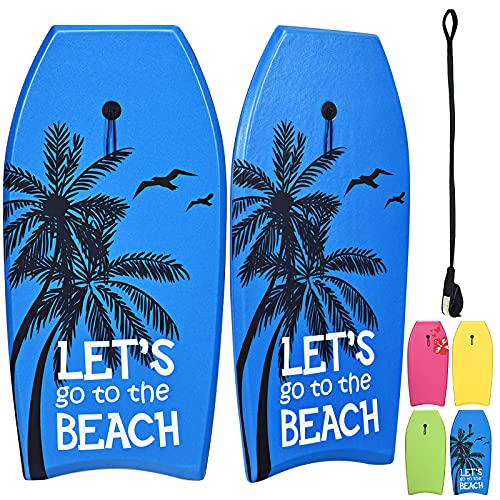 RELAX4LIFE Schwimmbrett tragbar, Schwimmboard mit Halteleine, Rutschfestes Surfbrett für Kinder & Erwachsene, Surfboard bis 85 kg belastbar, Bodyboard Shortboard, 104 x 52 x 6cm, XPE HDPE (Blue) von RELAX4LIFE