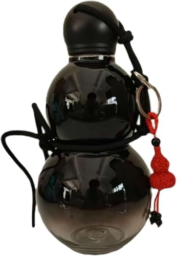 RENJIANPO Gourd Wasserflasche, einzigartige Sport-Reise-Wasserflasche für Fitnessstudio, chinesische Retro-inspirierte Trinkflasche, 800 ml, langlebige Wasserflasche im Kürbis-Stil, 800 ml, Schwarz von RENJIANPO