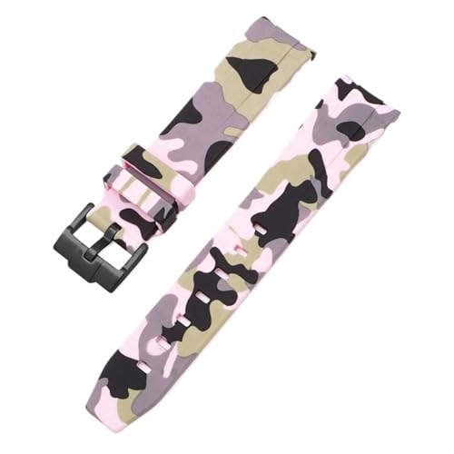 RGYYGR Camouflage-Armband für Omega für Swatch MoonSwatch, gebogenes Ende, Silikon-Gummi-Armband, Herren- und Damen-Sportuhrenarmband, Zubehör, 20 mm von RGYYGR