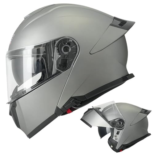 RHBDDHV Motorradhelm Modularer, Integralhelme Zertifiziert ECE, Klapphelm mit Anti-Fog-Doppelvisier, Integrierter Motorradhelm, Sturzhelm, für Erwachsene Männer Frauen, M~XXXL von RHBDDHV