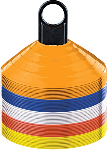 RHINOS sports Markierungshütchen | 50er Set | inkl. Halter | Farben orange, blau, weiß, rot, gelb | geeignet für Koordination und Agilität von RHINOS sports