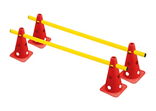 RHINOS sports Steckhürdenset 2er | 4 rote Kegel: 22,5cm | 2 gelbe Stangen: 1m von RHINOS sports