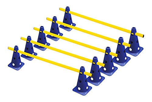 RHINOS sports Steckhürdenset 5er | 10 Blaue Kegel: 22,5cm | 5 gelbe Stangen: 1m RHINOS sports Steckhürdenset 5er | 10 Blaue Kegel: 22,5cm | 5 gelbe Stangen: 1m von RHINOS sports