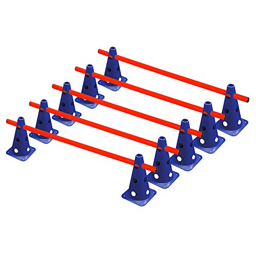 RHINOS sports Steckhürdenset 5er | 10 Blaue Kegel: 22,5cm | 5 rote Stangen: 1m RHINOS sports Steckhürdenset 5er | 10 Blaue Kegel: 22,5cm | 5 rote Stangen: 1m von RHINOS sports