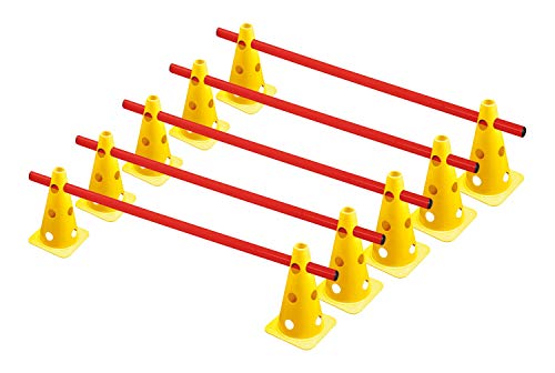 RHINOS sports Steckhürdenset 5er | 10 gelbe Kegel: 22,5cm | 5 rote Stangen: 1m RHINOS sports Steckhürdenset 5er | 10 gelbe Kegel: 22,5cm | 5 rote Stangen: 1m von RHINOS sports