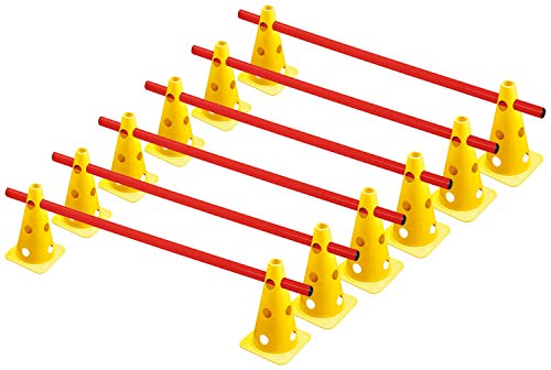 RHINOS sports Steckhürdenset 6er | 12 gelbe Kegel: 22,5cm | 6 rote Stangen: 1m RHINOS sports Steckhürdenset 6er | 12 gelbe Kegel: 22,5cm | 6 rote Stangen: 1m von RHINOS sports