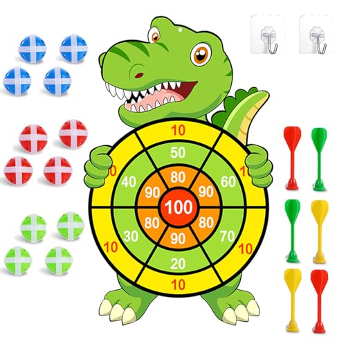 RHQFDM Dinosaurier Cartoon Dartscheibe 73cm Dinosaurier Dartspiel Set für Kinder mit 12 Klebrigen Bällen 6 Darts 2 Haken Verwendet für Kinder Party Werfen Spiele RHQFDM Dinosaurier Cartoon Dartscheibe 73cm Dinosaurier Dartspiel Set für Kinder mit 12 Klebrigen Bällen 6 Darts 2 Haken Verwendet für Kinder Party Werfen Spiele von RHQFDM