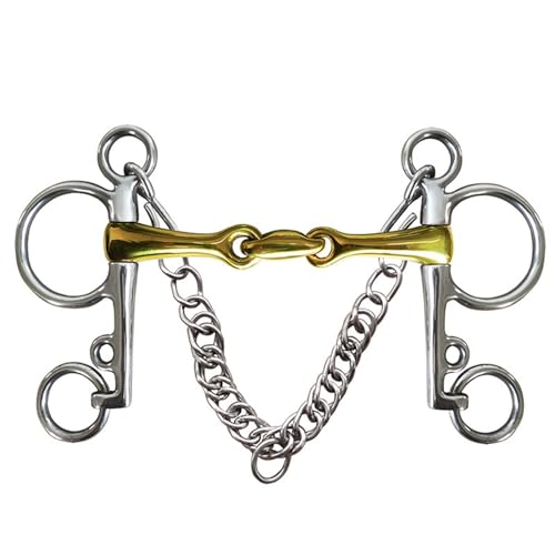 RHUDIE Beval Bit Anneau De Cheval Mors Pelham Pour Chevaux, Mundgebiss for Pferde Mit Kupferrolle, Doppelt Gebrochenes Pferdegebiss, Kupferrollen, Trense, Pferdegebiss Aus Edelstahl von RHUDIE