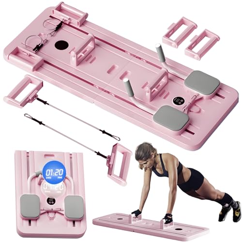 RIDEONMOP Pilates-Board, Pilates-Reformer-Set für zu Hause, Schiebebrett für komplette Körperformung und integrierte Workouts, Pilates-Geräte mit Timer,Rosa RIDEONMOP Pilates-Board, Pilates-Reformer-Set für zu Hause, Schiebebrett für komplette Körperformung und integrierte Workouts, Pilates-Geräte mit Timer,Rosa von RIDEONMOP