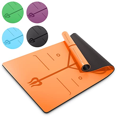 0,2 Zoll extra dicke Yogamatten-Kollektion – Rutschfester Komfortschaum, langlebige Trainingsmatte for Fitness, Pilates und Training mit Tragegurt(Orange) von RIEJIN