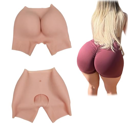 RIEZRS Realistische Silikonhose Po-Lift-Pads UnterwäSche Fake-Gesäß-HüFtverstäRker-Shapewear KontrollhöSchen füR Crossdresser,Color 3,1.6 Thickness von RIEZRS