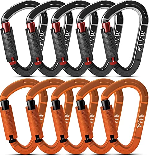 Karabiner Klettern Kletterausrüstung,10 Stück UIAA-Zertifiziert 25KN Auto Locking Kletterkarabiner Clips für Hängematten, Schaukel, Locking Hundeleine und Geschirr, Camping, Wandern & Utility von RIGINADO