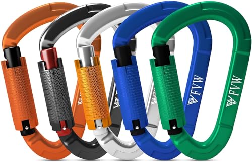 Kletterausrüstung Karabiner Klettern,5 Stück UIAA-Zertifiziert 25KN Auto Locking Kletterkarabiner Clips für Hängematten, Schaukel, Locking Hundeleine und Geschirr, Camping, Wandern & Utility Kletterausrüstung Karabiner Klettern,5 Stück UIAA-Zertifiziert 25KN Auto Locking Kletterkarabiner Clips für Hängematten, Schaukel, Locking Hundeleine und Geschirr, Camping, Wandern & Utility von RIGINADO