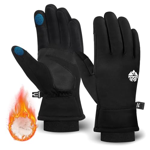 RIGWARL Winterhandschuhe Herren Damen, Wasserdicht Touchscreen Handschuhe mit Anti-Rutsch PU-Leder, Warme Winddicht Fahrradhandschuhe für Reiten Laufen Motorrad Wandern Radfahren von RIGWARL