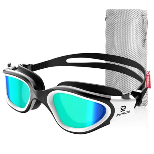 RIOROO Schwimmbrille, Erwachsene Polarisierte Schwimmbrille Geeignet für Frauen und Männer/Leckfrei/Klar Weitwinkel/UV Beständig/Anti Nebel Bequemes Teenager Schwimmen von RIOROO