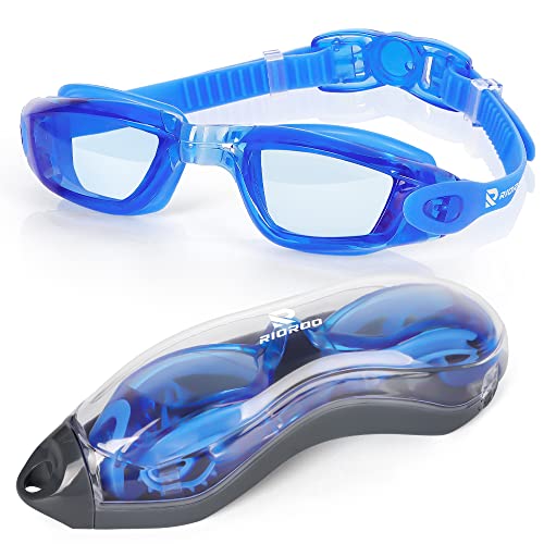 RIOROO Schwimmbrille, Schwimmbrille für Herren und Damen mit Breiten Gläsern, UV-Schutz, Blendfreie Schwimmbrille mit Gratis Schutz Fall für Triathlon-Schwimmbrillen Andere Sommersportarten von RIOROO