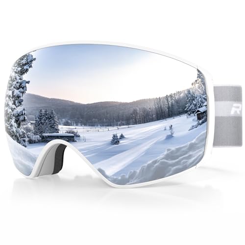 RIOROO Unisex Skibrille fur Herren Damen Jugendliche,Snowboardbrille fur Brillentrager,Skibrille mit Wechselglas Glasern,OTG UV-Schutz Kompatibler Helm Anti Fog Skibrillen Sphärisch Verspiegelt von RIOROO