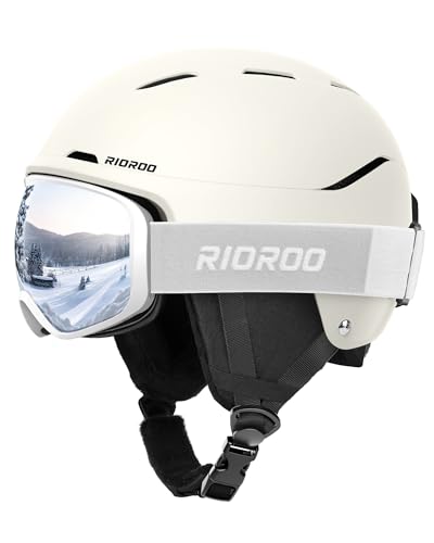 RIOROO Skihelm mit Schutzbrille Set, Einstellbarer Vent Sporthelm mit Schutzbrille, Geeignet für Schneesport, Snowboard Skifahren Winddicht, Geeignet für männliche und weibliche Teenager Skihelme von RIOROO