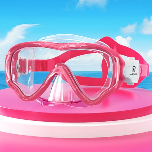 RIOROO Taucherbrille Kinder, Nebel- und Lecksichere Tauchermaske mit Nasenmaske, 180° High-Definition Panorama-Brille, Schwimmbrille für Jungen, Mädchen und Jugendliche im Alter 4-14 von RIOROO