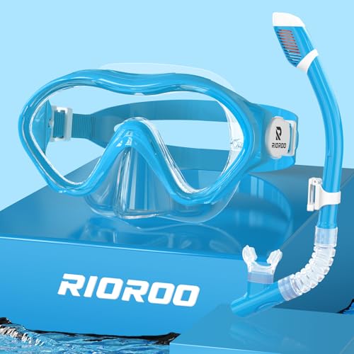 RIOROO Taucherbrille Kinder,Schwimmbrille Kinder für Jungen Mädchen Jugendliche,Schnorchelmaske mit Nasenabdeckung Anti Nebel Anti-Leck Tauchmaske 180°Panorama HD Schwimmmaske für Kinder 4-14 Jahre von RIOROO