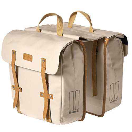 Basil Gepäckträgertasche Portland-Slimfit Double Bag Fahrradtasche, Creme, 33 x 11 x 35 cm von RITEWAY (ライトウェイ)