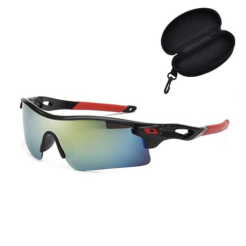 RIXOW Fahrradbrillen, Sonnenbrille UV400 für Herren Damen, Sport Schutzbrille für Laufen Angeln (blaues Gold) von RIXOW