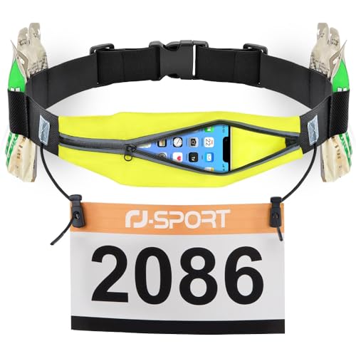 RJ-Sport Laufgürtel für Handy - wasserdichte Lauftasche, Sportgürtel Hüfttasche, Triathlon Startnummernband Laufgurt mit Bauchtasche & Verstellbarem Gummiband & Nummernhalter &6 Gel-Halter (Gelb) RJ-Sport Laufgürtel für Handy - wasserdichte Lauftasche, Sportgürtel Hüfttasche, Triathlon Startnummernband Laufgurt mit Bauchtasche & Verstellbarem Gummiband & Nummernhalter &6 Gel-Halter (Gelb) von RJ-Sport