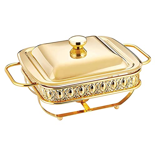 RJDJTTBD 2 Liter Chafing Dish Buffet-Set, Chafers und Buffetwärmer-Sets mit Deckel, Speisenwärmer für Party-Buffets im Freien (Gold) von RJDJTTBD