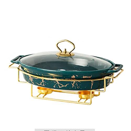 RJDJTTBD Chafing Dish-Buffet-Set, Keramik-Chafer mit Marmorimitat-Finish, Chafer- und Buffetwärmer-Set für Buffet-Hochzeiten, Partys, Bankette, Catering-Events (Grün B-Groß) von RJDJTTBD