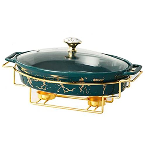 RJDJTTBD Chafing Dish Buffet-Set, Keramik-Chafer mit Marmorimitat-Finish, Chafer- und Buffetwärmer-Set für Buffet-Hochzeiten, Partys, Bankette, Catering-Events (Grün a-Small) von RJDJTTBD