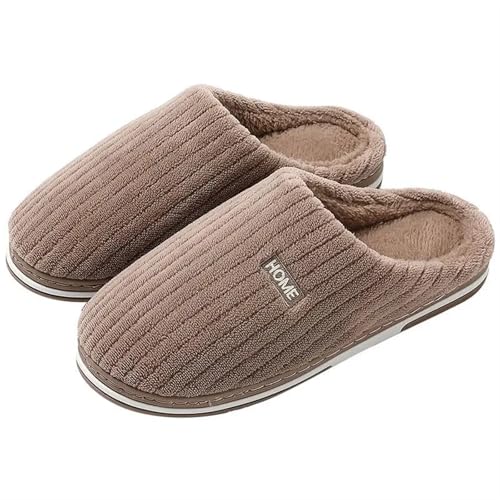 RJDJTTBD Damen Herren Herbst Winter Warme Hausschuhe Zuhause Schlafzimmer Lässige rutschfeste Schuhe Paare Innen Weiche Sohle Baumwolle Plüsch Rutschen (Kaffee, 38-39) von RJDJTTBD