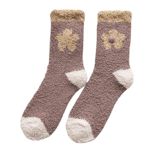 RJDJTTBD Damen Socken Winter Schöne Socken Herbst Und Winter Plüsch Verdickte Warme Mittelrohr Tiere Socken Schlafen Socken Hause Boden Socken von RJDJTTBD