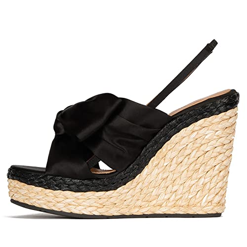 RJDJTTBD Espadrille-Keilsandalen für Damen, Bequeme Riemchen-Plateausandalen, lässige Sommerschuhe von RJDJTTBD