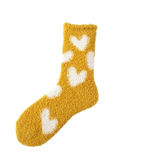 RJDJTTBD Flauschige Socken Winter Verdickte Korallenwolle Warme Mittelrohrsocken Herz Schöne Baumwollsocken 3 Paar von RJDJTTBD