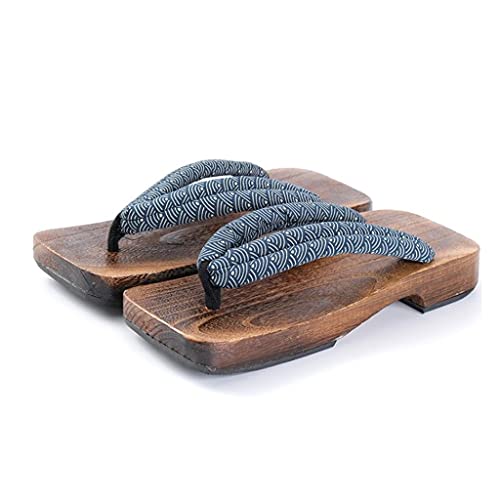 RJDJTTBD Flip-Flops-Sandalen, Flip-Flops mit Zwei Zähnen, japanische traditionelle Flache Schuhe, Hausschuhe, Damen-Clogs, Herren-Clogs, Sandalen (Farbe: Blau, Größe: EUR44) von RJDJTTBD