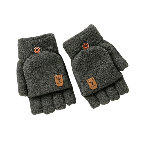 RJDJTTBD Handschuhe Neue Herren- und Damen-Winterhandschuhe, warme, doppelt verwendbare Jacquard-Strickhandschuhe mit halber Fingerklappe von RJDJTTBD