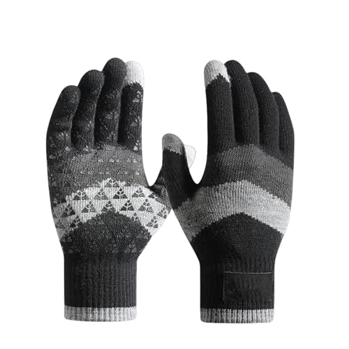 RJDJTTBD Handschuhe Winter Strickhandschuhe Herren Warm Plus Samt Radfahren Outdoor Kältebeständig rutschfeste Touchscreen-Wollhandschuhe von RJDJTTBD