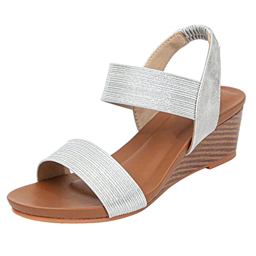 RJDJTTBD Keilsandaletten für Damen, Elegante römische Schuhe, offene Zehen, Bequeme, lässige Sommer-Strandsandalen mit hohem Absatz und Plateau von RJDJTTBD