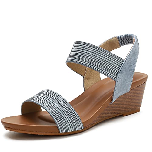 RJDJTTBD Keilsandaletten für Damen, Elegante römische Schuhe, offene Zehen, Bequeme, lässige Sommer-Strandsandalen mit hohem Absatz und Plateau von RJDJTTBD