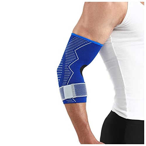 RJDJTTBD Knieschützer Design Blue Professional Sports Braces-Serie, Ellbogenschützer unterstützen Armgelenkverletzungen, mit oder ohne Gurt, 1 Stück Knie-Ellbogenschützer (Farbe: 7027 mit Gurt, Größe: von RJDJTTBD