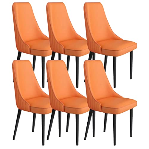 RJDJTTBD Küchen-Esszimmerstühle, 6er-Set, Mikrofaser-Leder, für die Küche, Schminktisch, Make-up-Stuhl, stabile Beine aus Karbonstahl, Metallbeine, Wohnzimmerstühle (Orange) von RJDJTTBD