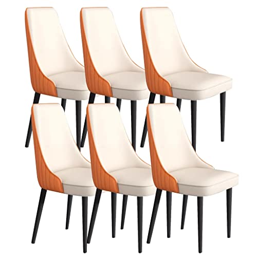 RJDJTTBD Küchen-Esszimmerstühle, 6er-Set, Mikrofaser-Leder, für die Küche, Schminktisch, Make-up-Stuhl, stabile Beine aus Karbonstahl, Metallbeine, Wohnzimmerstühle (Orange + Beige-Weiß) von RJDJTTBD